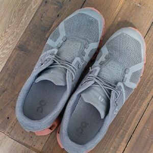 Gray and Orange Athletic Shoes